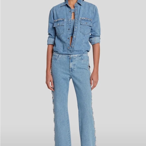 Seven For All Mankind Anna Dello Russo SLOUCHY BOOTCUT CRYSTALS JEANS - Picture 9 of 11